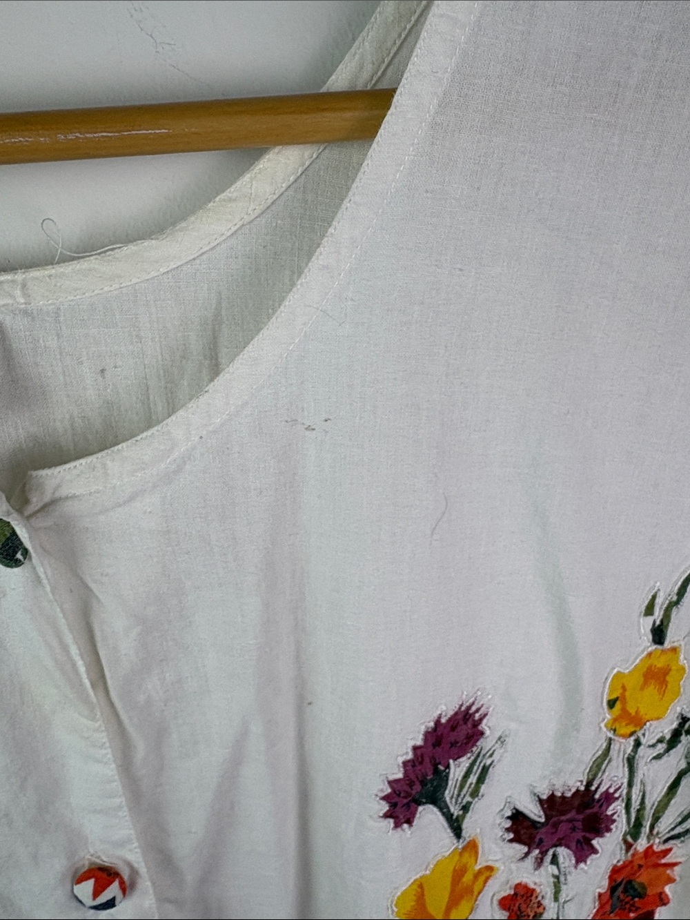 Vintage Jessica 100% cotton White Embroidered Floral Button-Front Midi size M/L - Picture 10 of 10